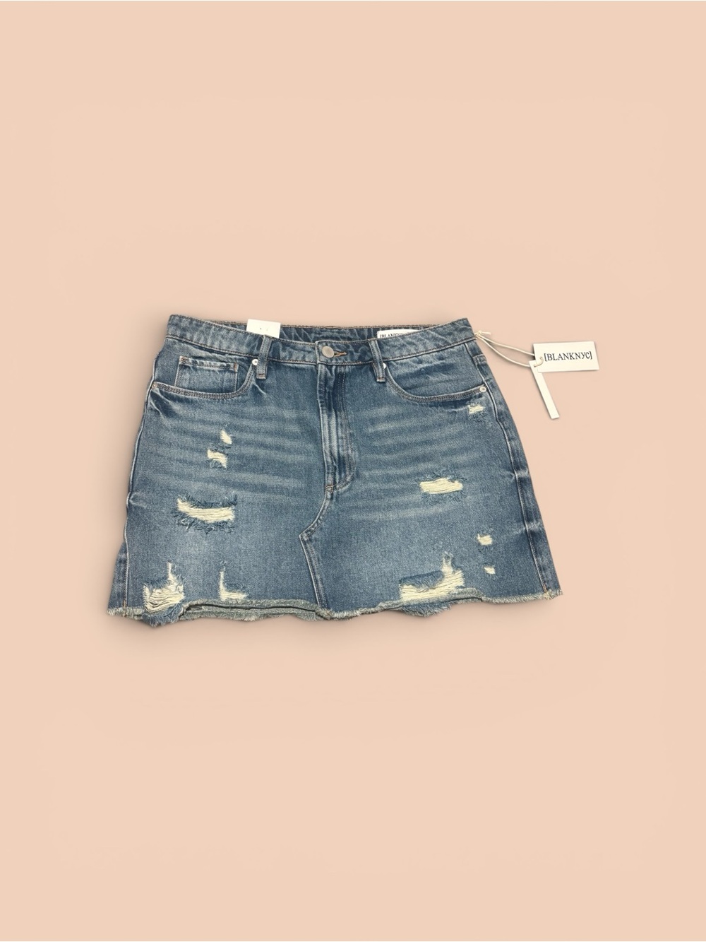 Blank NYC Distressed Denim Mini Skirt in Blue
